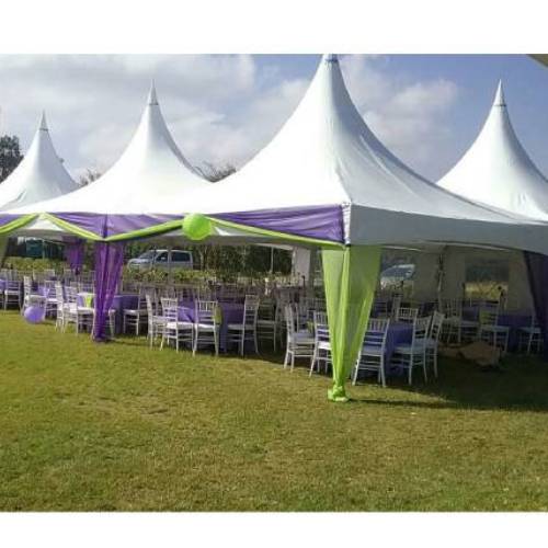 Professional outdoor event with tent setup